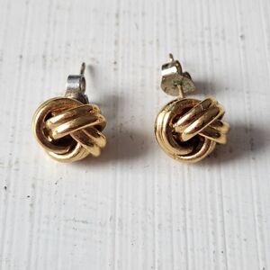 Vintage Love Knot Yellow Gold Plated Stud Earrings